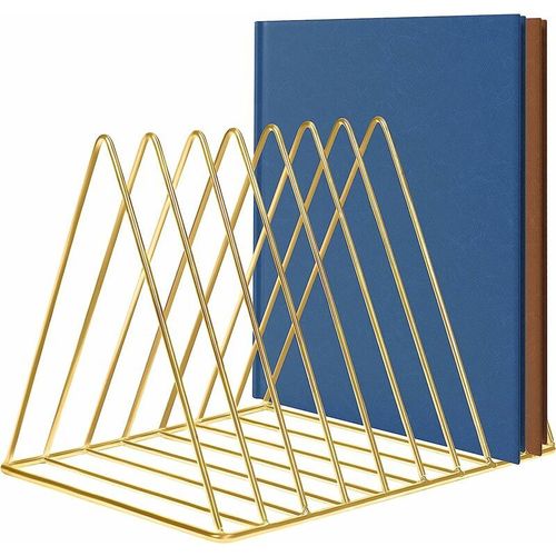 Porte Revue Metal Or - Porte Revue WC, Maison, Étagère, Salle de Bains et Bureau en Triangle à 9 Fentes - Porte Journaux, Livres, Tablettes et Dossiers