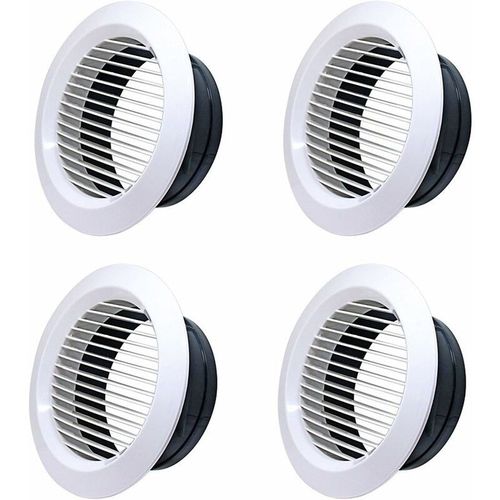 Grille D'aération Blanche, 4 Pcs Diffuseur de Plafond Rond, Grille de Ventilation en Plastique pour Ventilation des Pièces de Vie et D'affaires, Cuisine, Salle de Bain, Toilettes, Garages