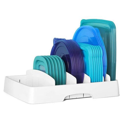 Boîte De Rangement Pour Couvercle De Récipient Alimentaire, Grand Rangement De Couvercle En Plastique Réglable Pour Armoires De Cuisine 1 Pièces (La Marchandise Se Réfère Uniquement À La Boîte De Rang