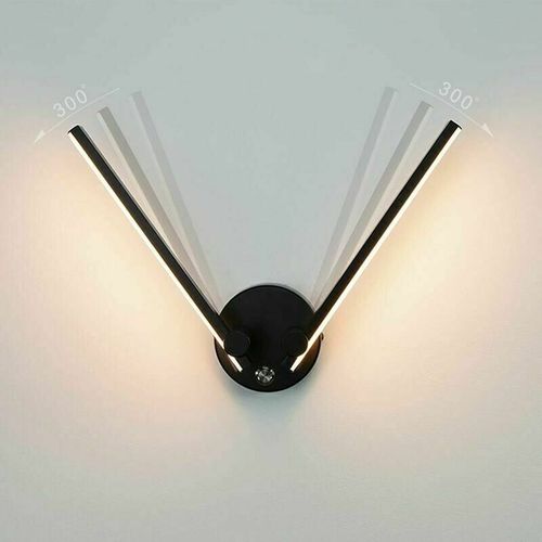 Applique Murale Salle De Bain Avec Interrupteur, 2 Ampoules, 12w, Led Pour Miroir Salle De Bain 73cm, Double Lumière Led, Bras Orientable 300° Noir 3000k