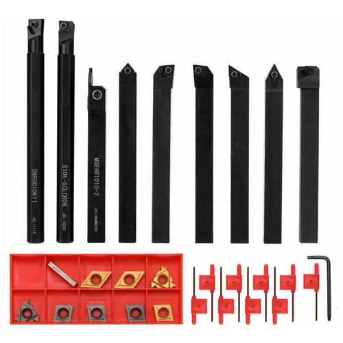 Ensemble d'outils de tournage 9 pieces haute duretefraise en metal tour porte-outil CNC avec cleet lame 10mm