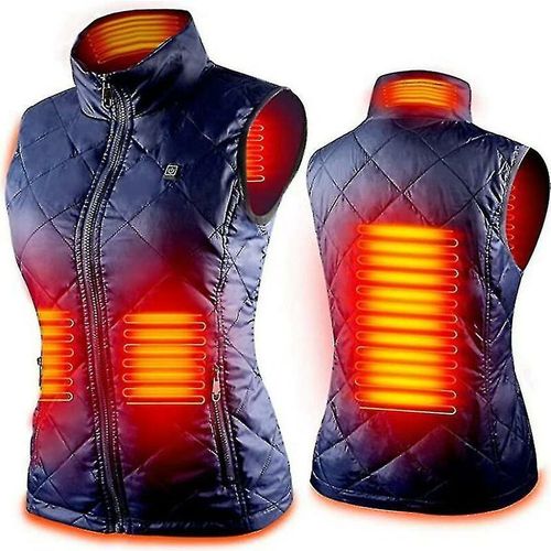 Gilet Chauffant Pour Femme Avec 4 Zones De Chauffage, Veste Chauffante Pour Le Cou Bleu M