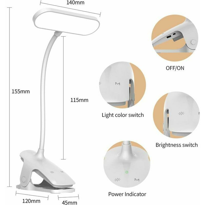 Lampe De Bureau Led Sans Fil Lampe De Chevet Tactile 5 Coule... - 5