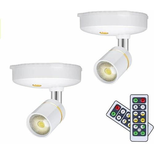 Spots Sans Fil Lampes Pour Tableaux À Piles Mini Lumières D'accentuation Spot À Led D'intérieur À Intensité Variable Avec Télécommande Sur N'importe Quel Mur Lumière Chaude Murale Rotative Paquet De