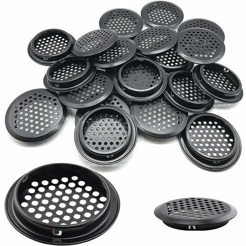 Lot de 20 grilles d'aération rondes en acier inoxydable pour camping-car/salle de bain/cuisine. etc. Noir 53 mm