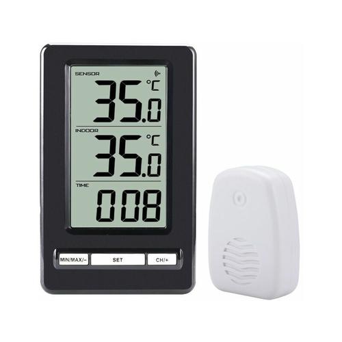 Thermomètre Intérieur et Extérieur, Thermomètre sans Fil Numérique avec Capteurs Sonde, HD Écran LCD Détecteur de Température, Mémoire de Min/Max, Tendance, °C/°F, Alimenté par Batterie