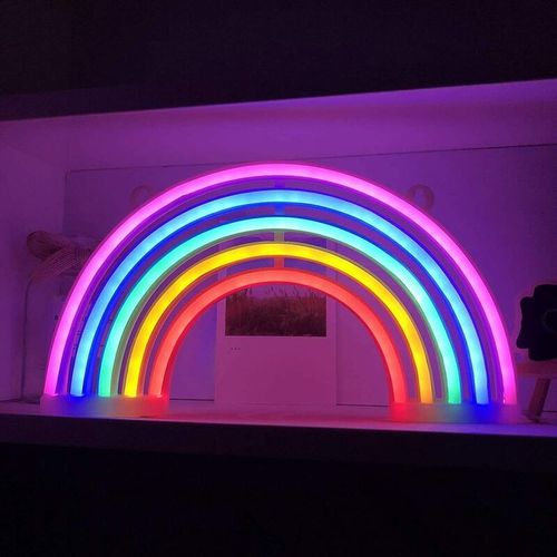 Lampe Arc En Ciel Led Neon Rainbow Lampe Arc En Ciel Veilleuse Néon Multicolore Lumière Néon Led Lights Décoration Murale Noël Fête Cadeau Pour Enfants(Rainbow)