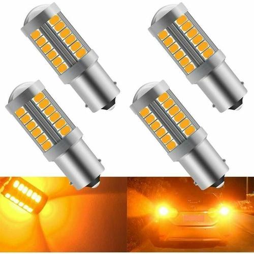 4pcs Auto Led Ampoules, 900lm Super Lumineux Avant Et Arrière De Direction Feux Indicateurs De Direction Ampoules 12-30v 3.6w (1156 Ba15s P21w 5630 33smd)