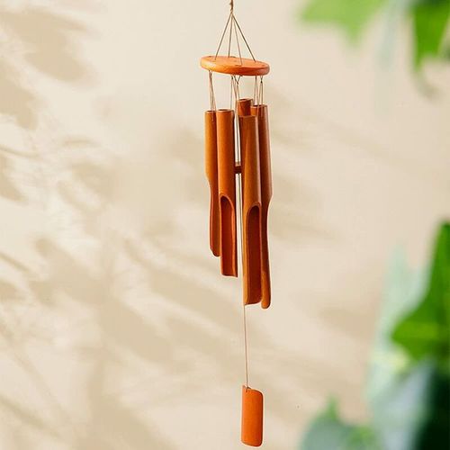 Carillon Éolien Bambou avec 6 Tubes, Carillon à Vent Japonais pour Décoration Jardin/Maison/Porche/Entrée/Balcon