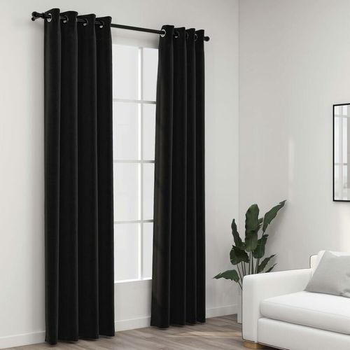 Rideaux Occultants Aspect De Lin 2 Pcs Anthracite 140x245 Cm