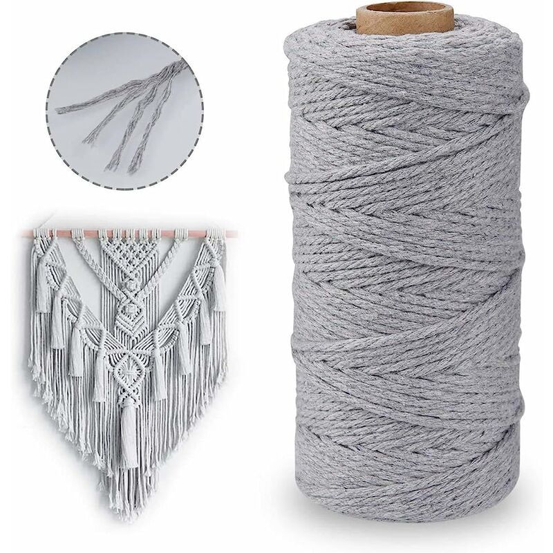Fil Macrame Coton 3mm x 200m Macrame Corde Cordon a Macrame ... - 3