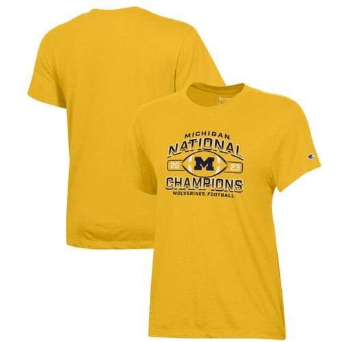 Championne Féminine Maize Michigan Wolverines College Football Playoff 2023 T-Shirt Des Champions Nationaux