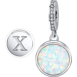 KALANKA-Breloque lettre initiale opale pour bracelets et colliers Pandora de