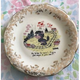 Assiette À Dessert Barberrousse (Décors Chat Et Souris)Porcelaine Limoges 1960