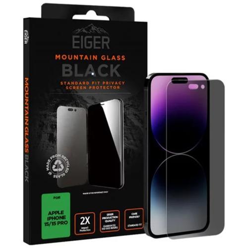 Eiger Mountain - Protection D'écran Pour Téléphone Portable - 2.5d - Verre - Avec Filtre De Confidentialité - À Double Sens - Noir - Pour Apple Iphone 15, 15 Pro