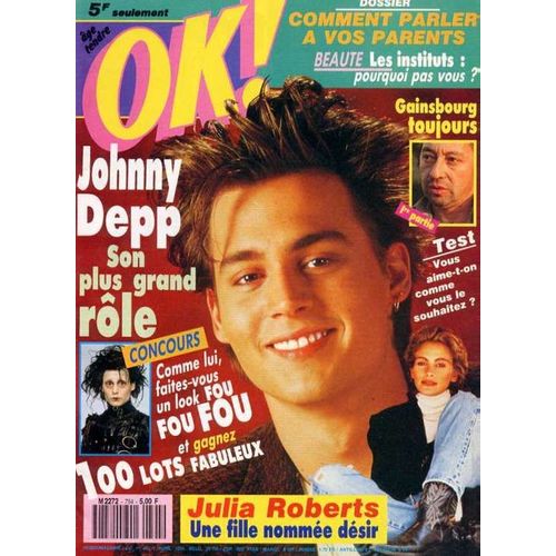 Ok Age Tendre  N° 794 : Johnny Depp / Serge Gainsbourg / Stallone / Renaud / Roch Voisine / Julia Roberts / France Gall / Sting Etc...