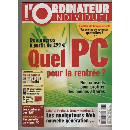 L'ordinateur Individuel  N° 197 : Quel Pc Pour La Rentrée