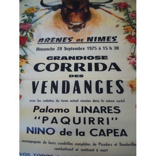 Affiche Corrida De Vendanges Nîmes 1975