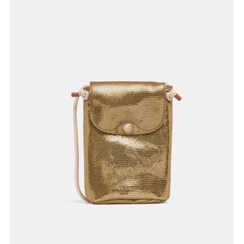 Mila Louise - Sac pochette porte téléphone cuir pailleté - Vert