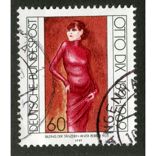 Timbre Oblitéré Deutsche Bundespost, Otto Dix 1891-1969, Bildnis Der Tanzerin Anita Berber 1925, 1991, 60