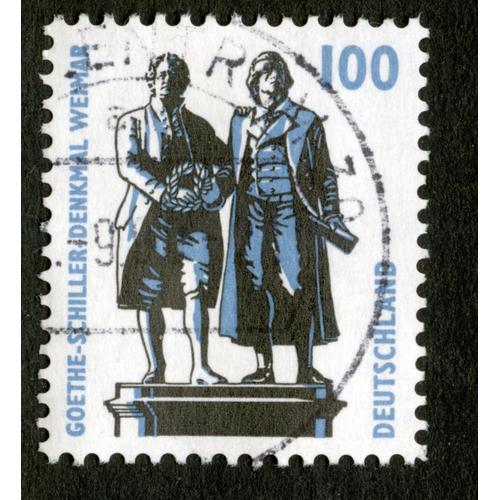 Timbre Oblitéré Deutschland, Goethe-Schiller-Denkmal Weimar, 100