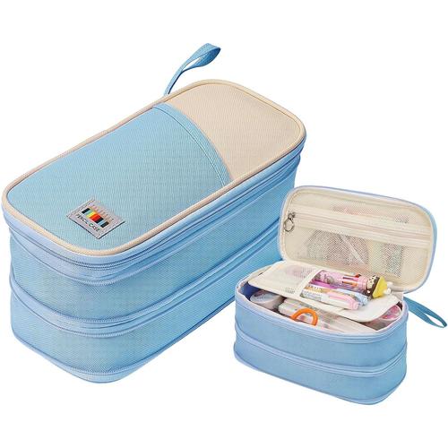 Trousse ¿¿ Crayons Pour Filles Gar?Ons,100 150 ¿¿Tui ¿¿ Crayons, Grande Trousse Scolaire Pliable & Extensible,Trousse ¿¿ Maquillage Pour Adultes/¿¿Tudiants/Femme/Homme¿¿Light Blue¿¿