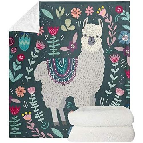 Couverture Pour Enfants Avec Imprim¿¿ Lama Mignon - Couverture Confortable En Flanelle Polaire - Pour Bureau, Canap¿¿, Chaise, Literie - 140 X 180 Cm