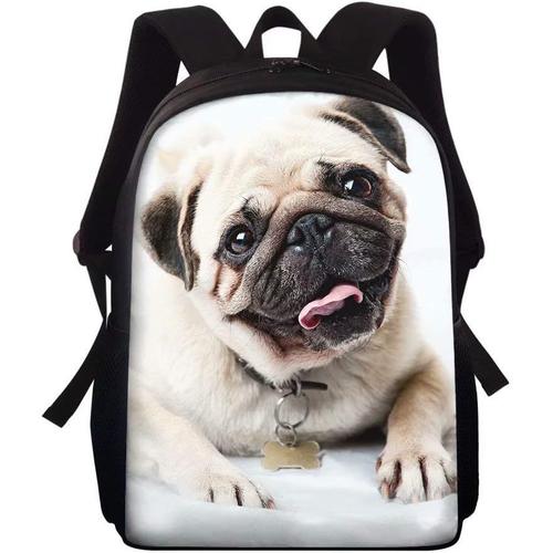 Middle School Student Backpack For Boys Girls Durable Large School Bag Animal Cute Pug Print Large Capacity School Bagpack