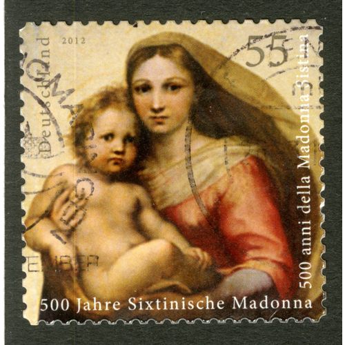 Timbre Oblitéré Deutschland, 500 Jahre Sixtinische Madonna, 2012, 55