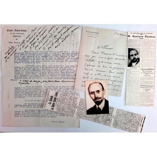 1918 : Lot 2 Lettres Gustave Daumas (Las, Cours Saint-Louis, Catholique, Scouts, Scoutisme, Schola, Alanda, Chansonnier)