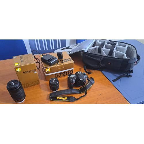 Nikon D7200 24.2 mpix + Objectif AF-P NIKKOR 18-55 mm f/3.5-5.6G VR + Objectif AF-P NIKKOR 70-300 mm f/4.5-6.3G ED + Sac + SD 64Go