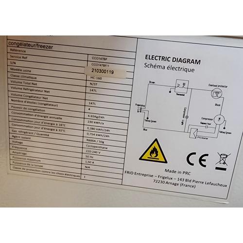 REVENTE CONGELATEUR COFFRE 147L