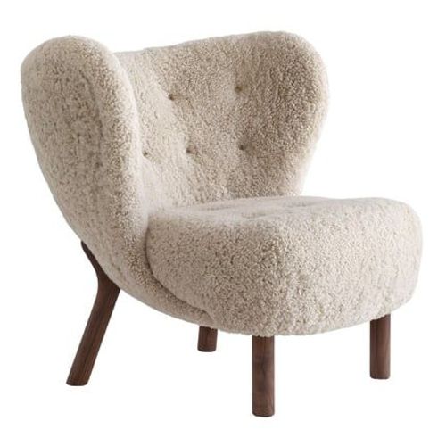 Andtradition - Fauteuil Little Petra Vb1 - Noyer Huilé - Sheepskin Moonlight - Beige