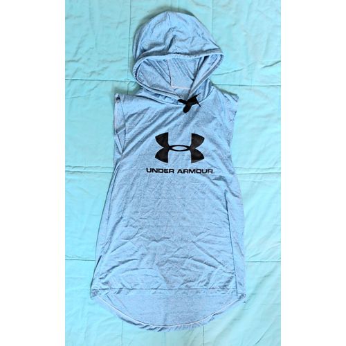 Under Armour Sport T-Shirt Long Homme À Capuche Bleu Robe Femme - Très Bon État - Envoi Très Rapide Et Soigne