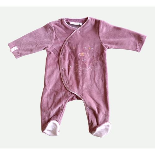 Grenouillere Mauve Hippopotame. Noukie's. Velours. Taille 1 Mois. 56 Cm