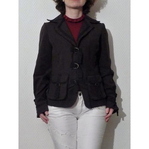 Veste Légère Marron Et Noir- Taille 36- Neuf- Julie Guerlande