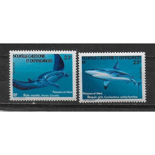 Nouvelle-Caledonie 1981 : Faune Marine : Poissons : Bleu Foncé, Noir Et Bleu-Noir : Série Entière De 2 Timbres À 48 F. Neufs **