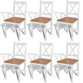 Lot de 6 chaises de salle à manger ou de jardin M44 en bois et rotin 