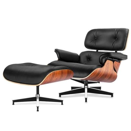 Fauteuil Relax Inclinable -Furgle -Eames Lounge Chair -Chaises Pivotant Avec Repose Pieds-Bois De Rose