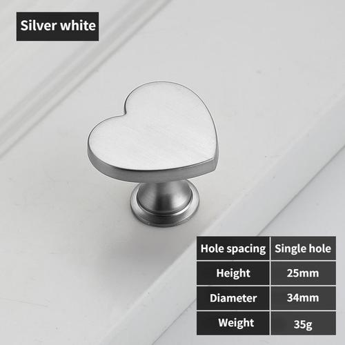 Argent Blanc - Bouton Melknob En Forme De C¿Ur Pour Chambre D'enfant, Trou Unique, Boutons D'armoire Et Foy Cartoon Rose, Poignée De Porte Dorée, Poignée De Meubles