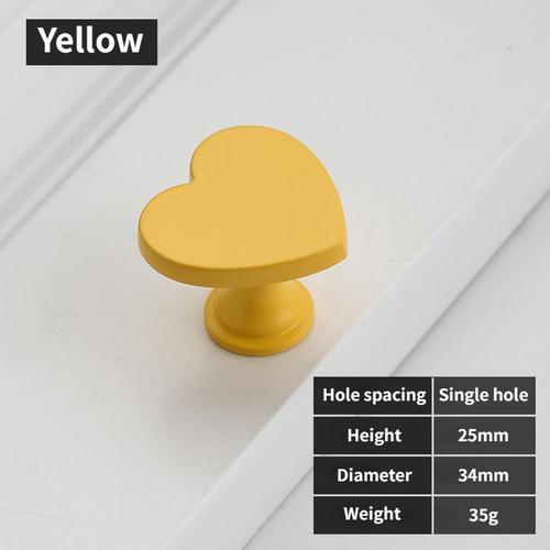 Jaune - Bouton Melknob En Forme De C¿Ur Pour Chambre D'enfant, Trou Unique, Boutons D'armoire Et Foy Cartoon Rose, Poignée De Porte Dorée, Poignée De Meubles