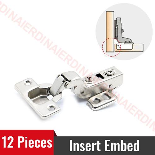 12 Xinsert Intégrer - Charnière Hydraulique En Acier Inoxydable, Amortisseur De Charnière De Porte D'armoire, Fermeture Douce Pour Meubles De Placard De Cuisine