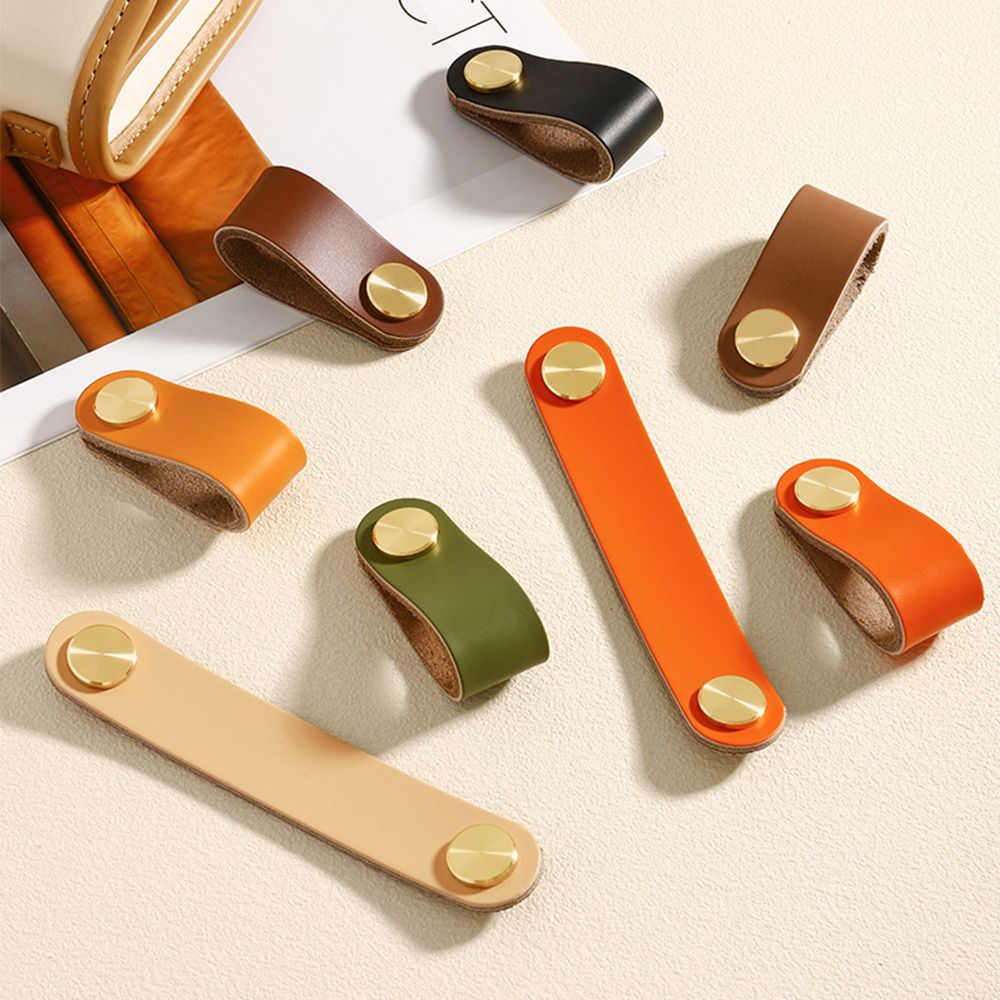 Orange 128 Mm - Ensemble De Poignes D'armoire En Cuir En La... - 7