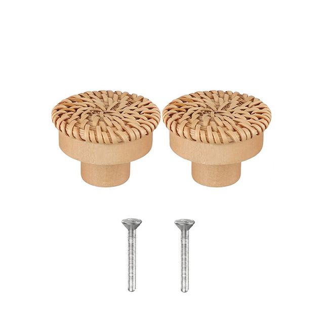 2pcs - Lvent De Commode En Rotin Boho, Boutons De Fusion Ro...