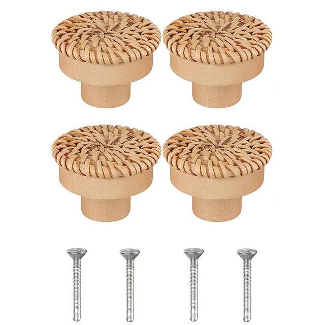 4 Pices - Lvent De Commode En Rotin Boho, Boutons De Fusio...
