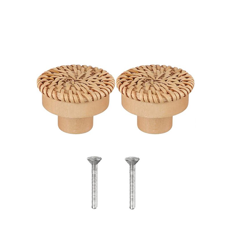 Jaune - Lvent De Commode En Rotin Boho, Ronds En Bois, Tiss...