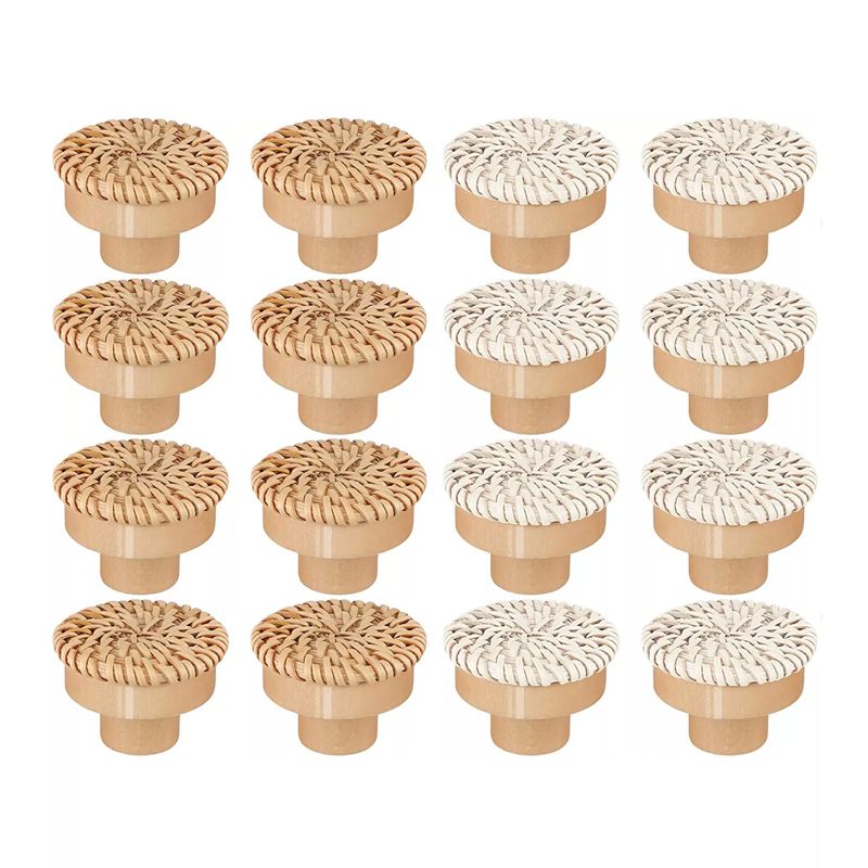 Jaune - Lvent De Commode En Rotin Boho, Ronds En Bois, Tiss... - 2