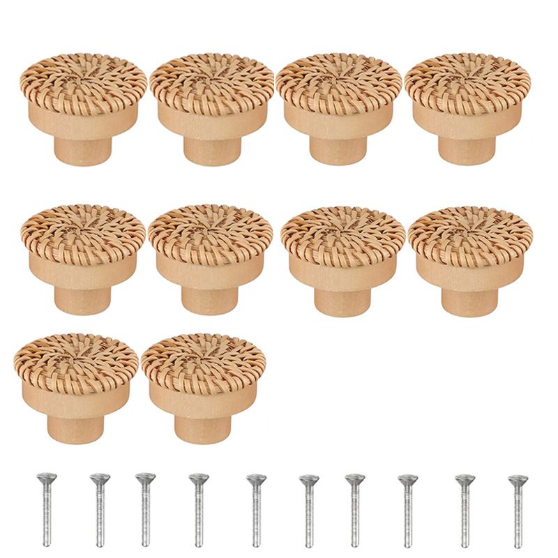 Jaune-10 - Lvent De Commode En Rotin Boho, Ronds En Bois, T...