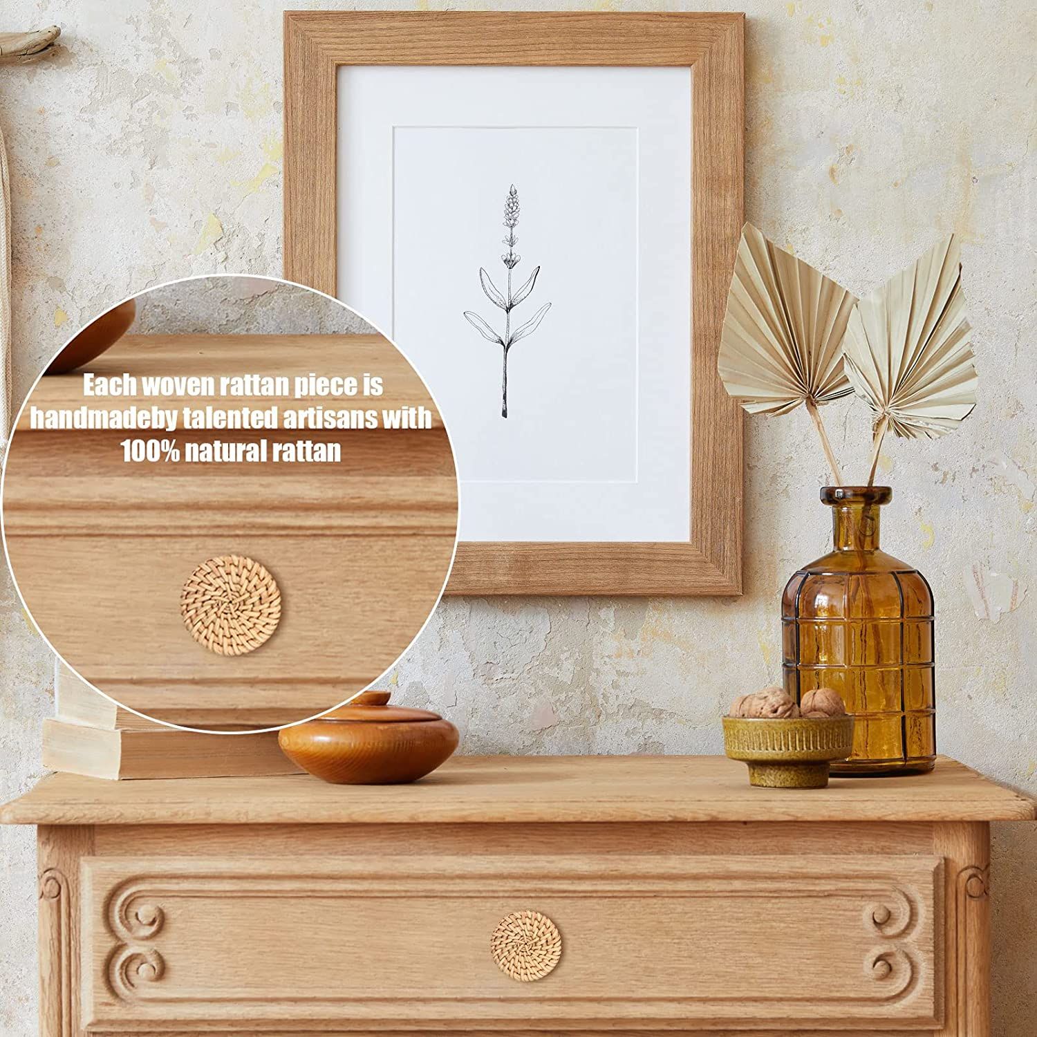 12pcs - Lvent De Commode En Rotin Boho, Boutons De Fusion R... - 5
