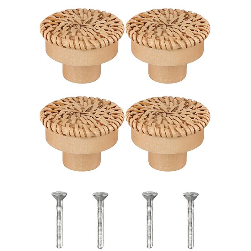Jaune-4 - Lvent De Commode En Rotin Boho, Ronds En Bois, Ti...